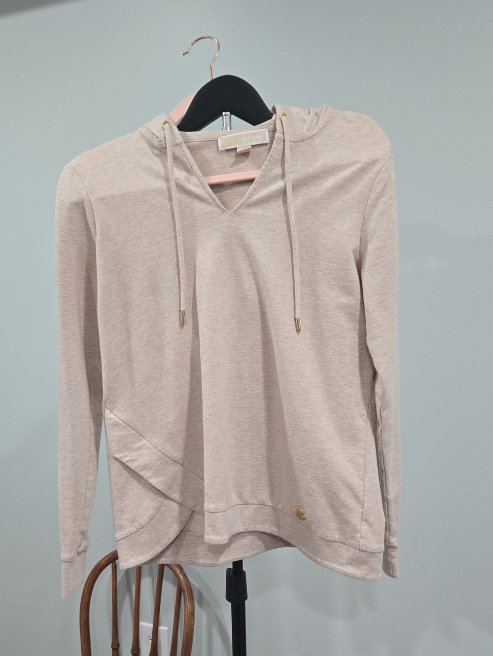 MICHAEL Michael Kors Light Beige Hooded Long-Sleeve Top